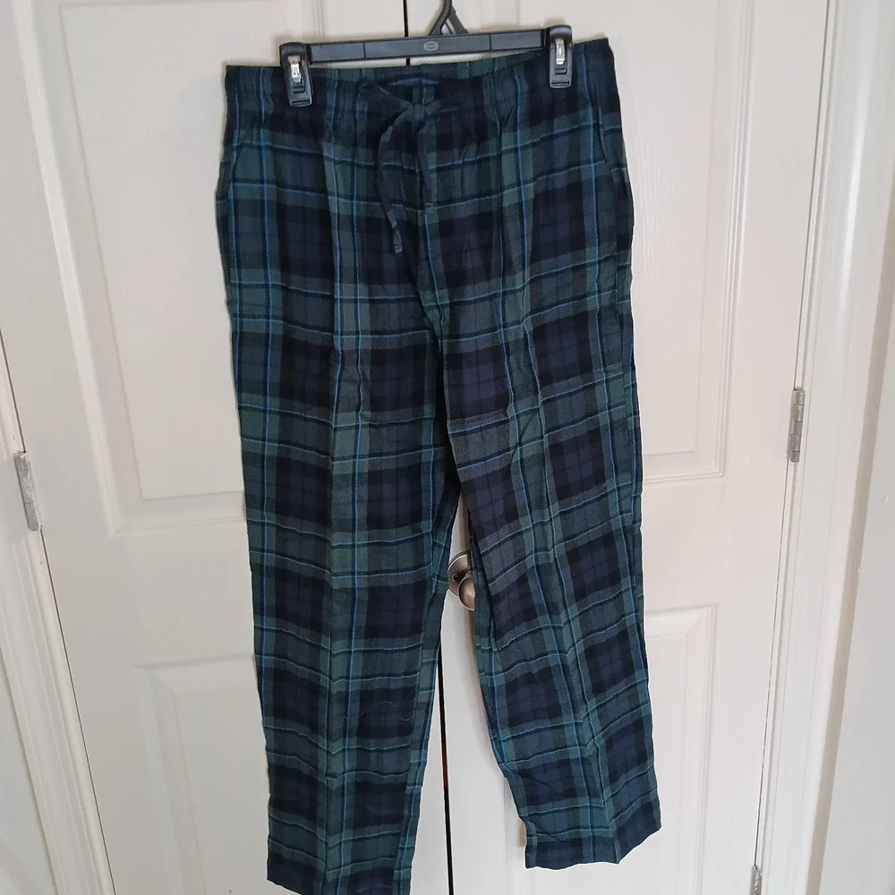 Majestic International Plaid Cotton Pajama Set Men's M Green Blue Lounge Sleep